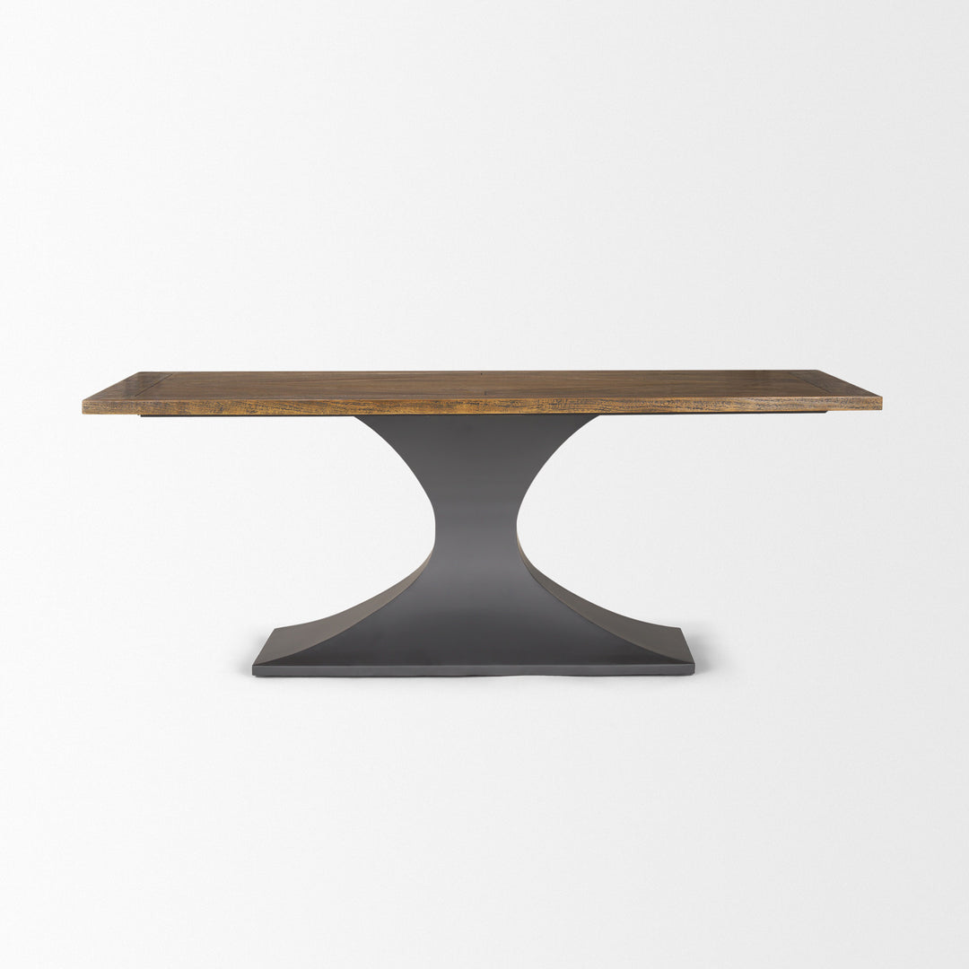Maxton II 79x39 Rectangular Brown Solid Wood Top Dark Gunmetal Base Dining Table