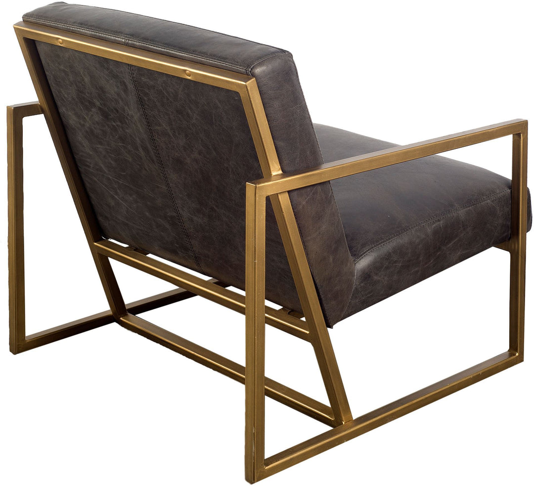 Armelle I Black Leather Seat w/Gold Metal Frame Accent Chair
