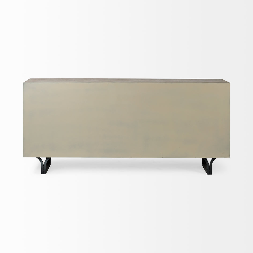 Giselle II Brown Fir Veneer W/Black Metal Leg 9 Drawer Sideboard
