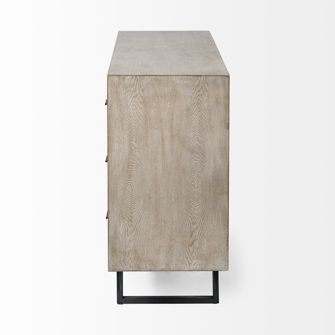 Giselle II Brown Fir Veneer W/Black Metal Leg 9 Drawer Sideboard
