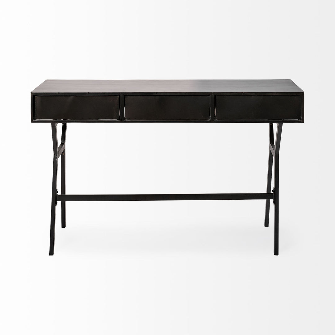 Vince 51L x 18W Black Metal W/Gold Accents 3 Drawer Office Desk