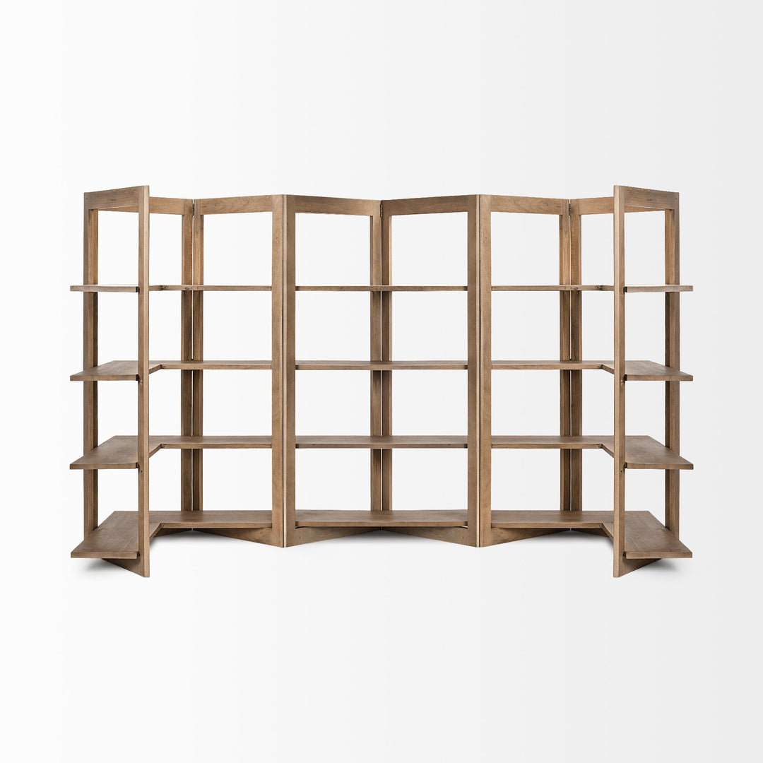Turnbull I 42L x 16W x 72H Light Brown Wood Four Shelf Shelving Unit