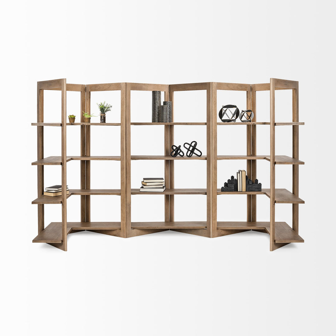 Turnbull I 42L x 16W x 72H Light Brown Wood Four Shelf Shelving Unit