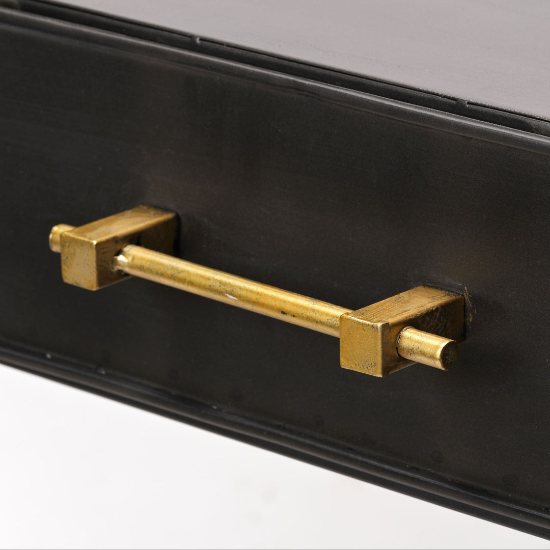 Vince 51L x 18W Black Metal W/Gold Accents 3 Drawer Office Desk