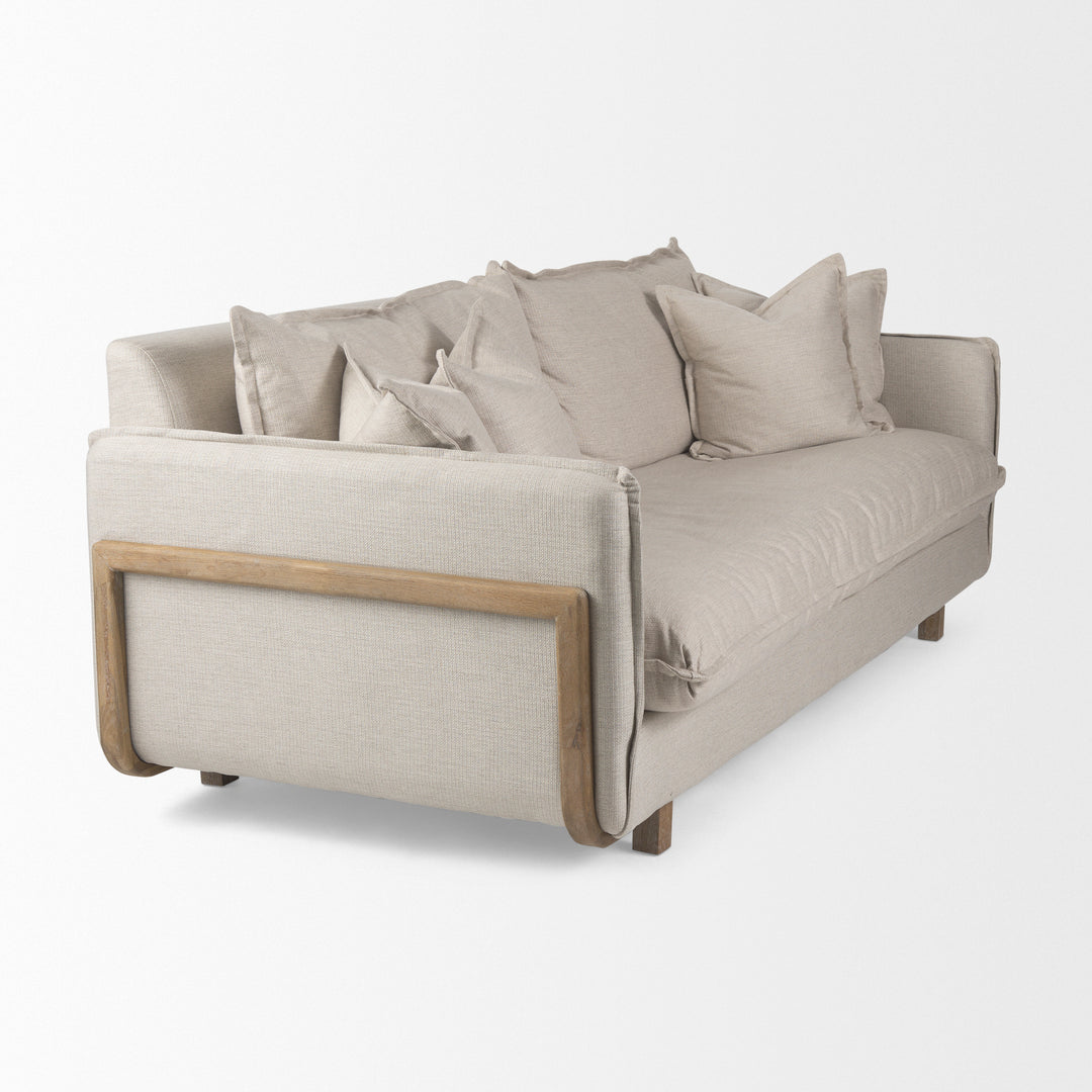 Roy I 84" Beige Upholstered Three Seater Sofa