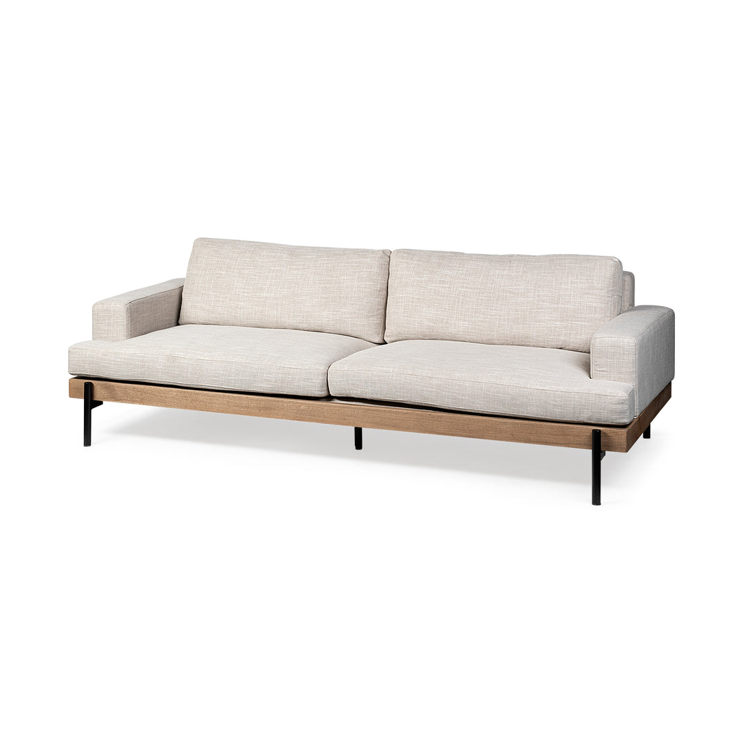Colburne II 95" Beige Upholstered Three Seater Sofa