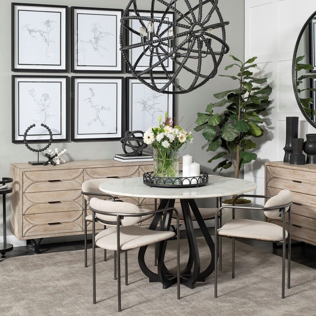 Giselle II Brown Fir Veneer W/Black Metal Leg 9 Drawer Sideboard