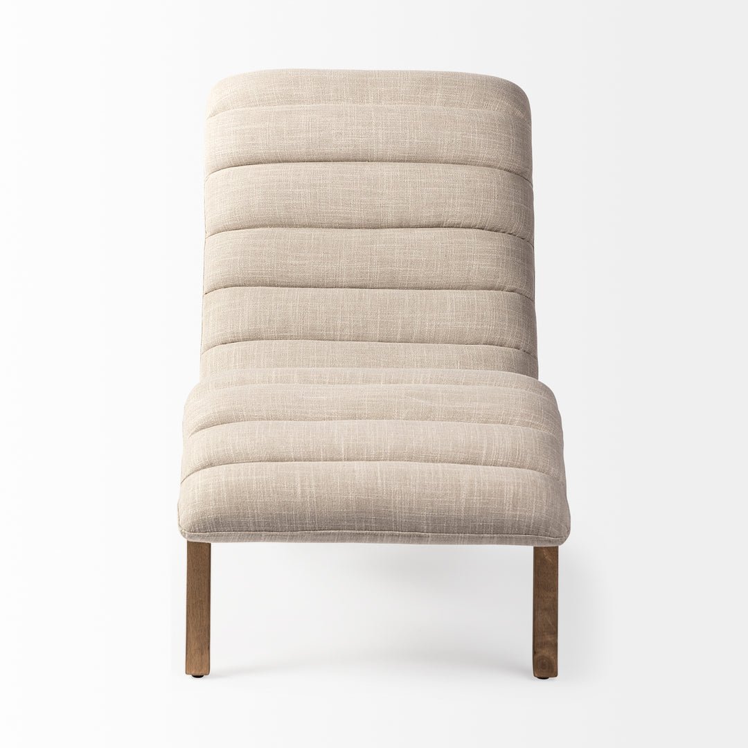 Pierre Beige Fabric Upholstered Armless Chaise Lounge Chair