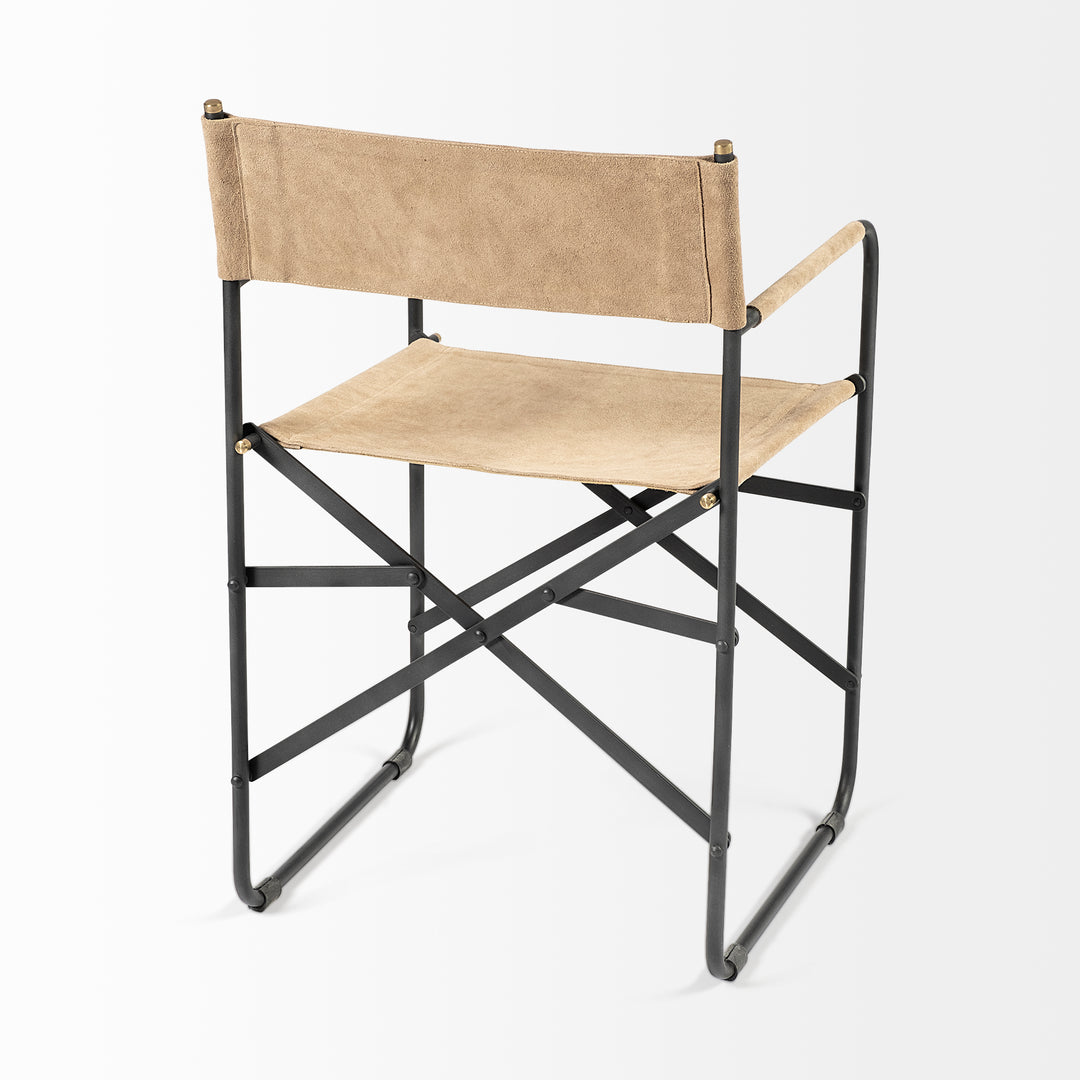 Direttore Tan Leather W/ Black Iron Frame Dining Chair