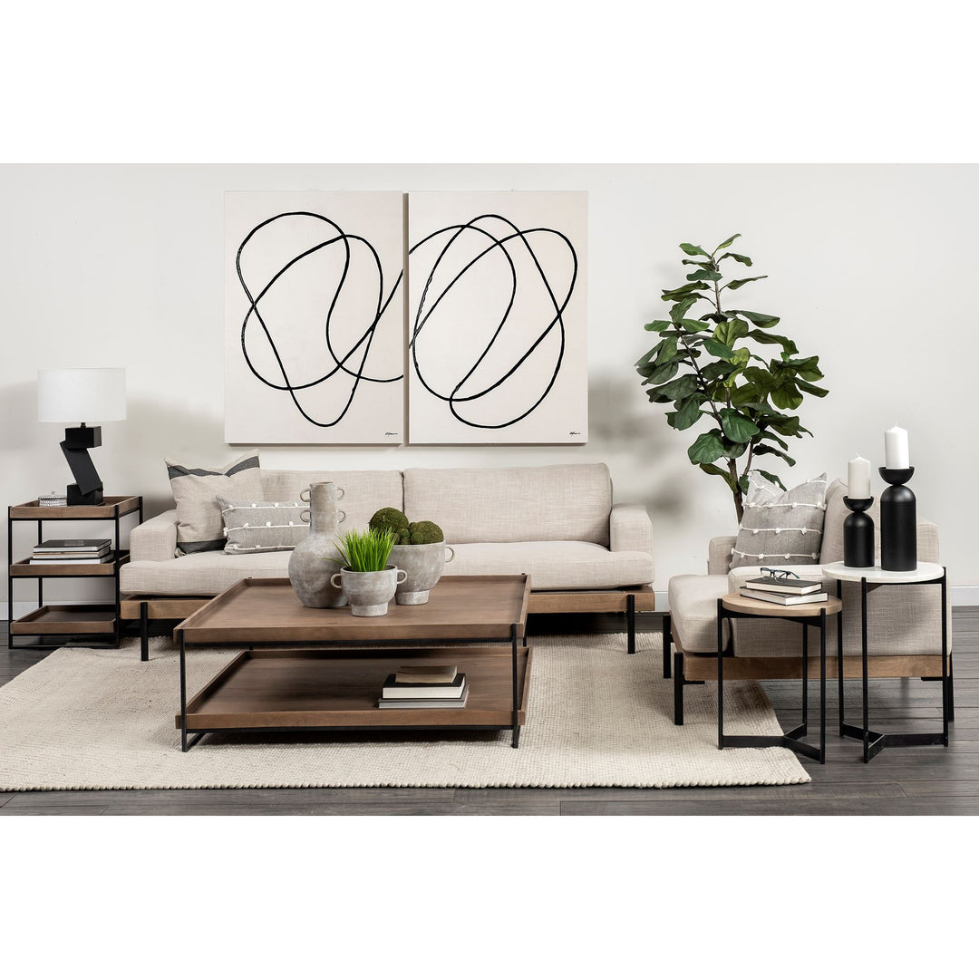 Colburne II 95" Beige Upholstered Three Seater Sofa