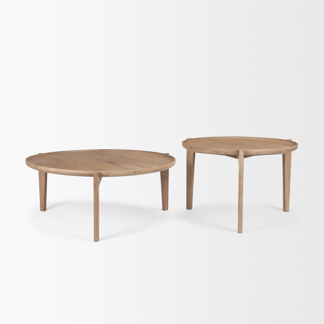 Cleaver (Set of 2) 40" & 31" Round Brown Solid Wood Nesting Coffee Tables