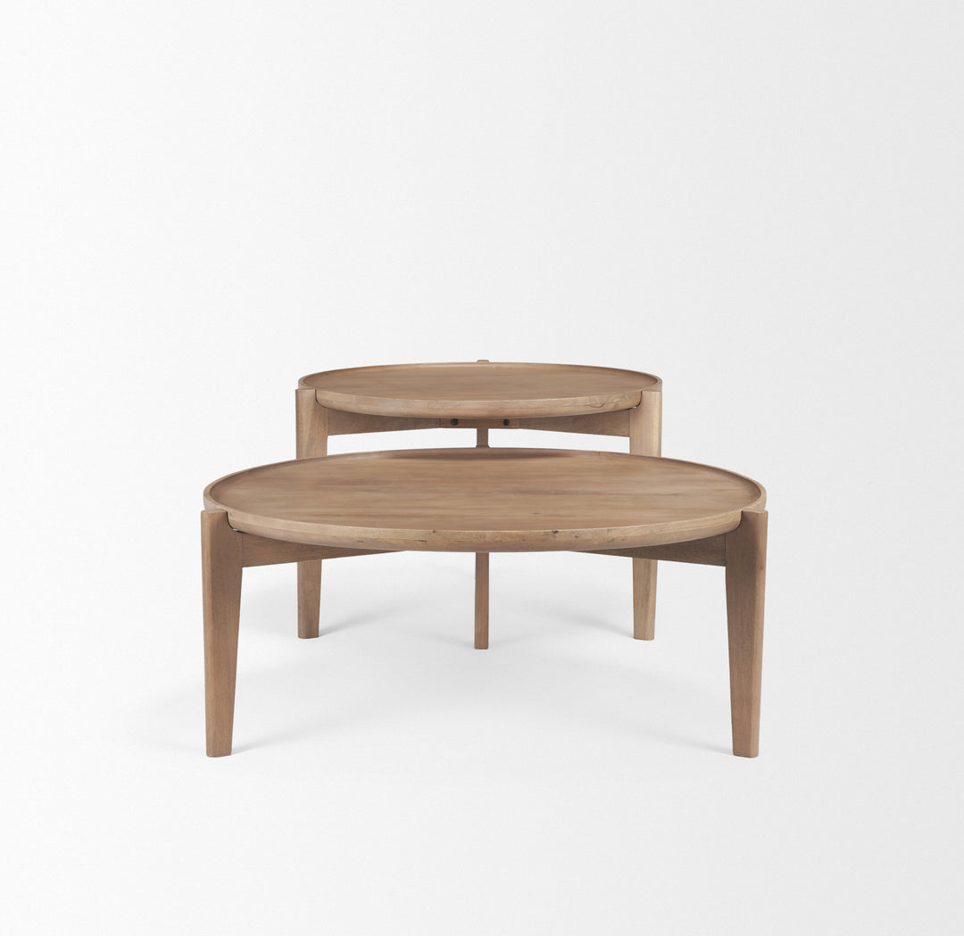 Cleaver (Set of 2) 40" & 31" Round Brown Solid Wood Nesting Coffee Tables
