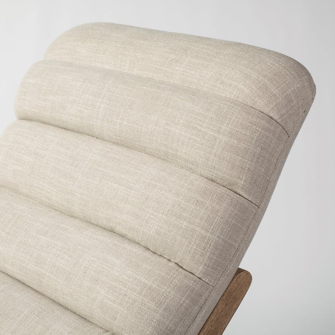 Pierre Beige Fabric Upholstered Armless Chaise Lounge Chair