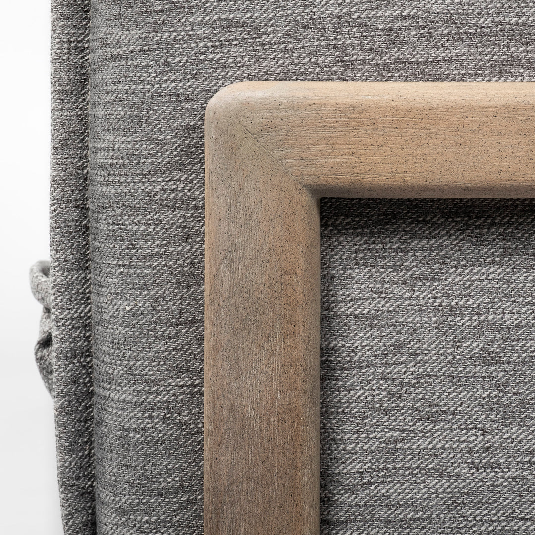 Roy II Castlerock Gray Upholstered and Brown Wood Frame Arm Chair