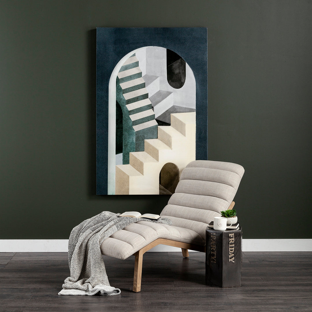 Pierre Beige Fabric Upholstered Armless Chaise Lounge Chair