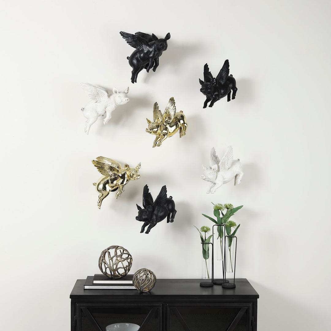 Hogbadi Set of 2 White Flying Pigs