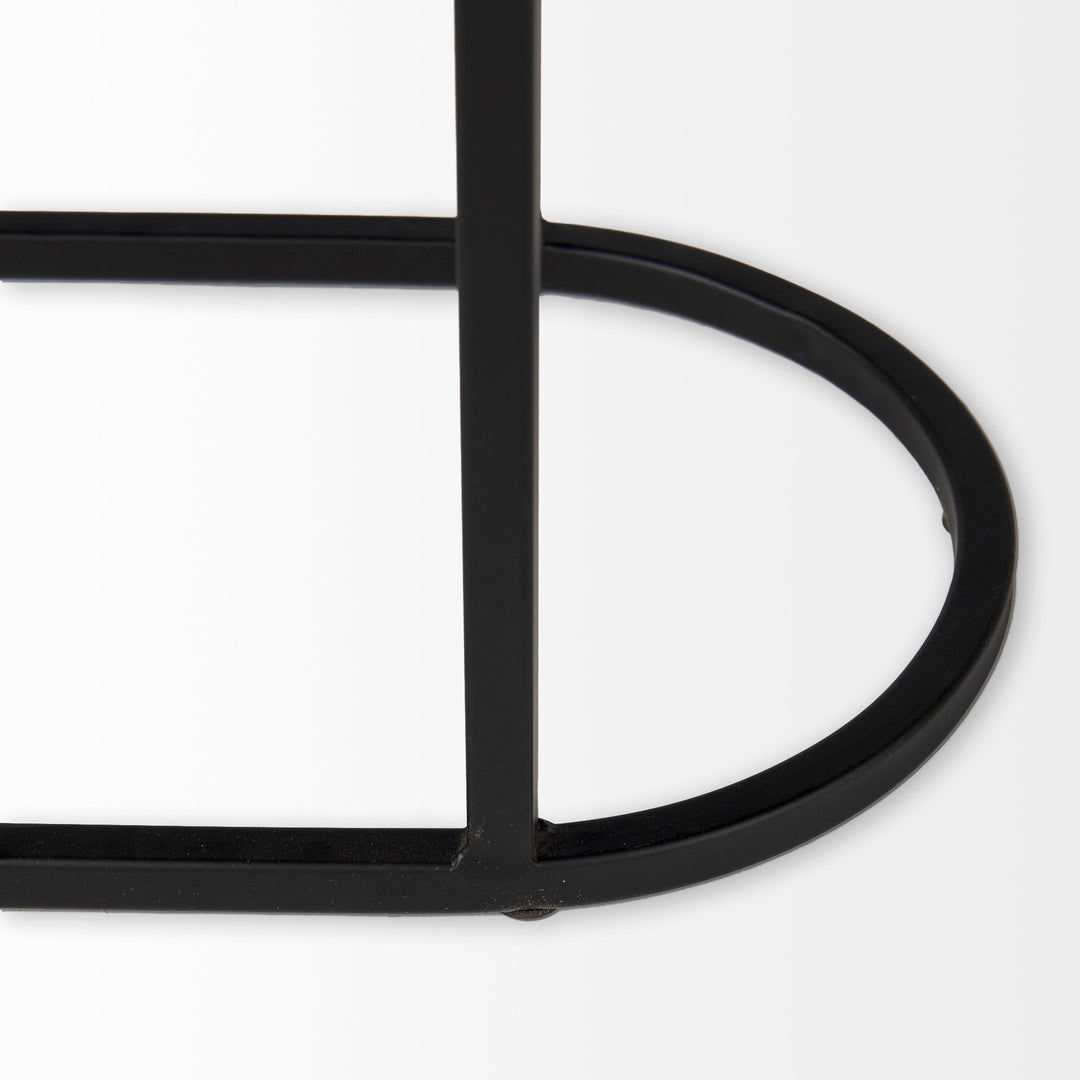 Celine 24.2 L x 12.6 W x 22.4 H Set of Two Black/Silver Metal and Glass Nesting Accent Tables
