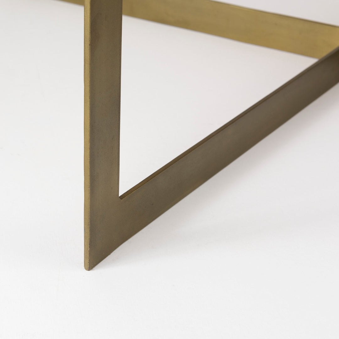Faye 34L x 34W x 17H Beige Finished Wood W/Gold Metal Base Square Coffee Table