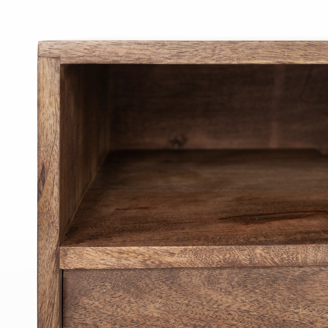 Glenn IV Dark Brown Wood w/ Black Iron Frame Media Console w/ Storage, TV Stand for TV up to 71"