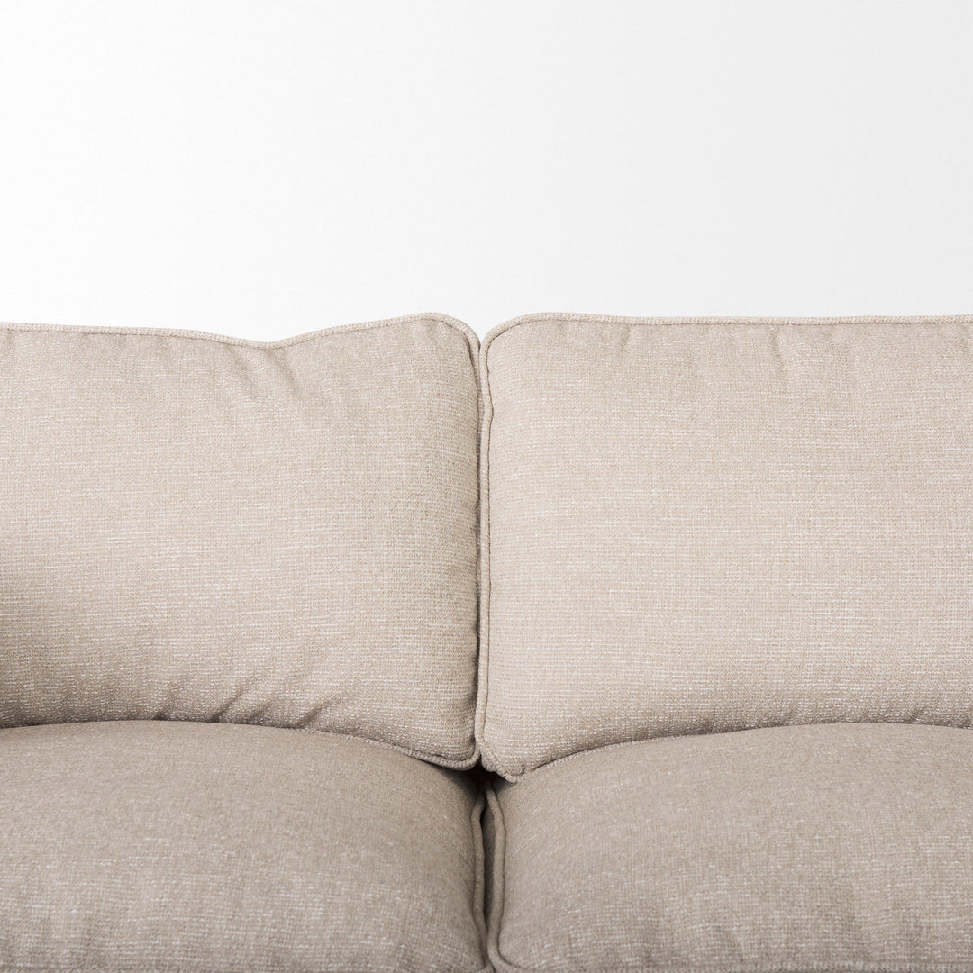 Brooks 90.2L x 34.8W x 33.5H Cream Fabric Three Seater Sofa W/ Medium Brown Wooden Legs