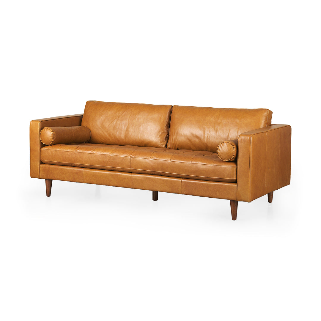 Svend 88.0L x 38.0W x 34.0H Tan Leather Sofa