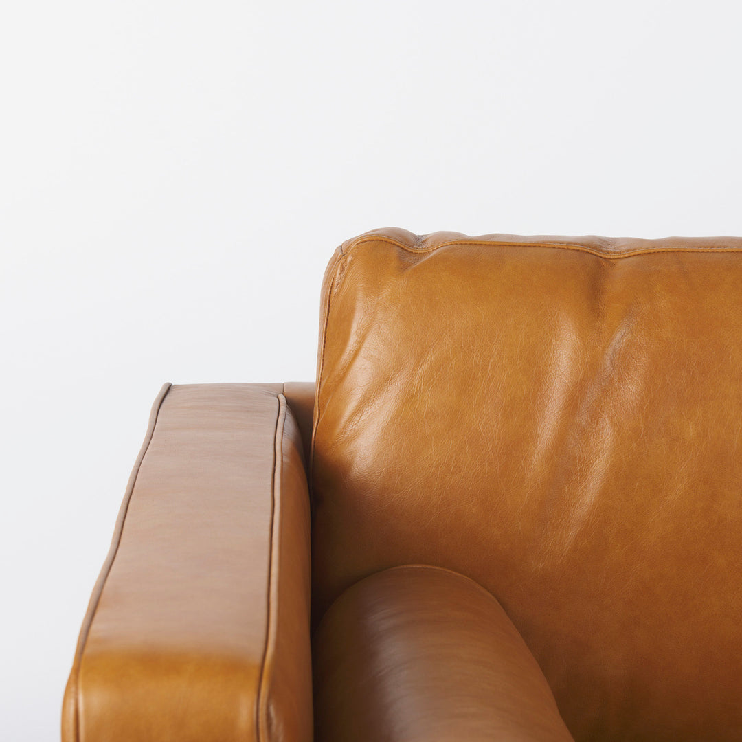 Svend 65.0L x 38.0W x 34.0H Tan Leather Love Seat Sofa