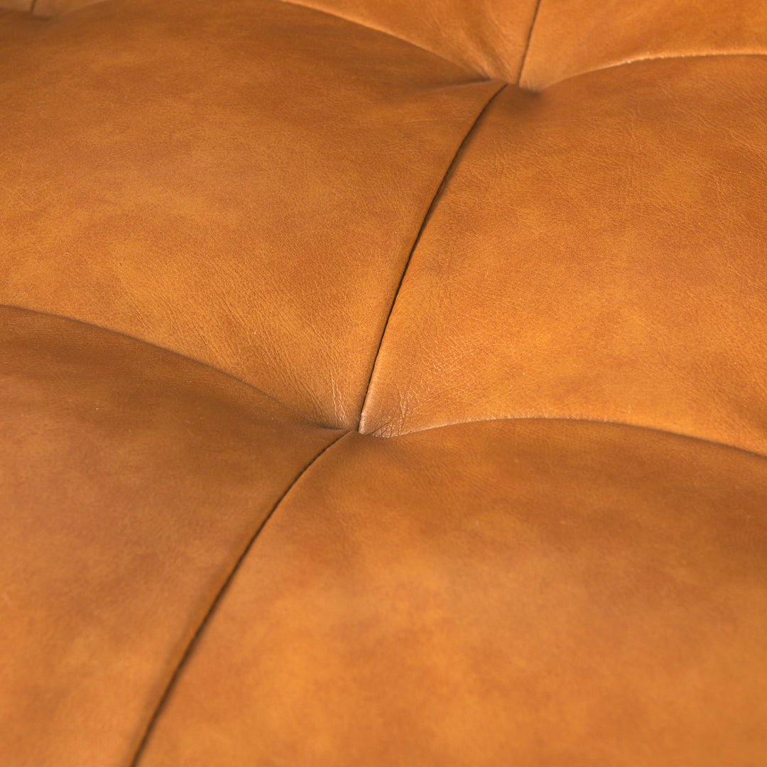 Svend 65.0L x 38.0W x 34.0H Tan Leather Love Seat Sofa