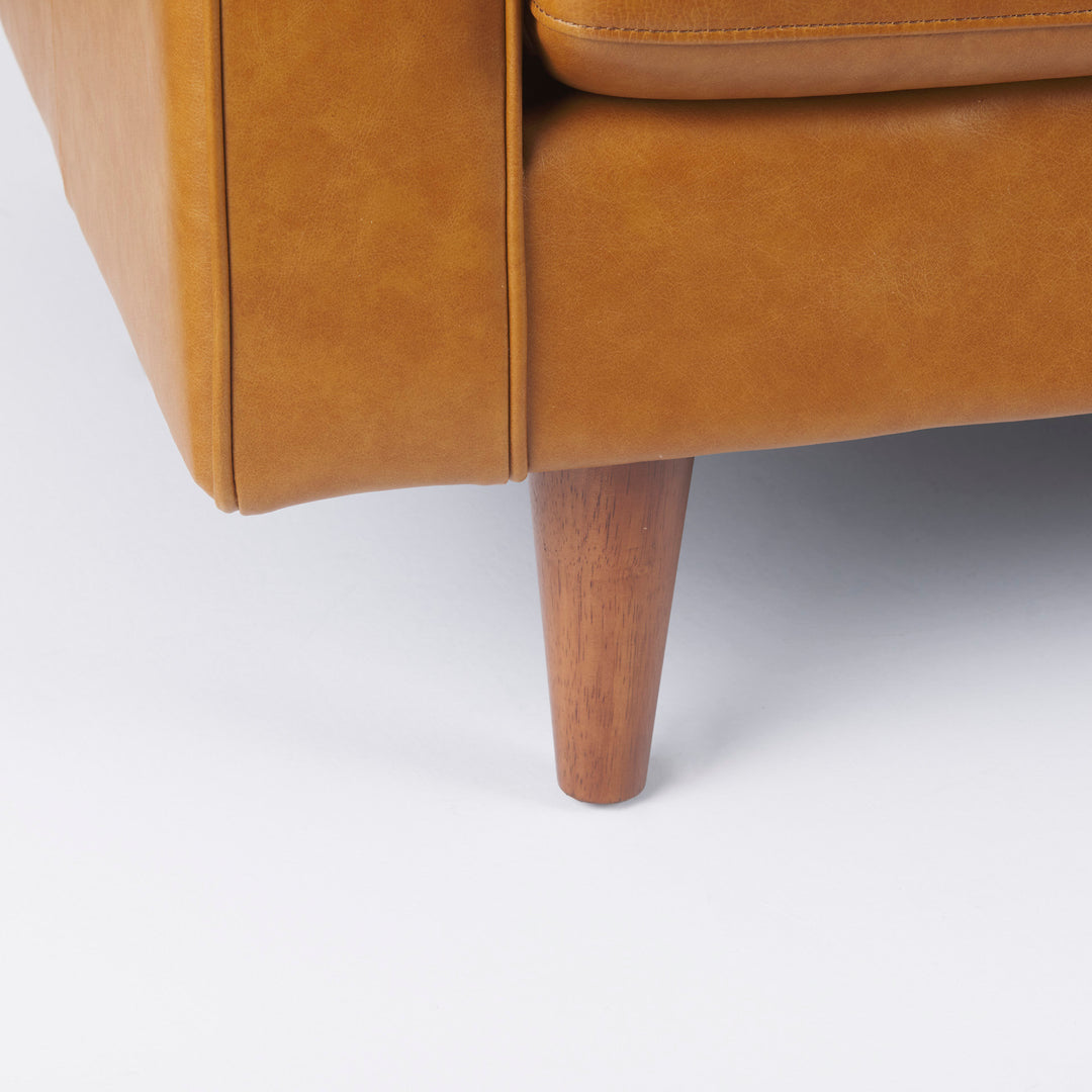 Svend 65.0L x 38.0W x 34.0H Tan Leather Love Seat Sofa