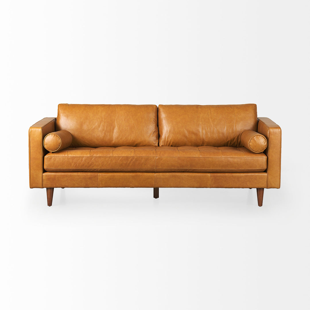 Svend 88.0L x 38.0W x 34.0H Tan Leather Sofa