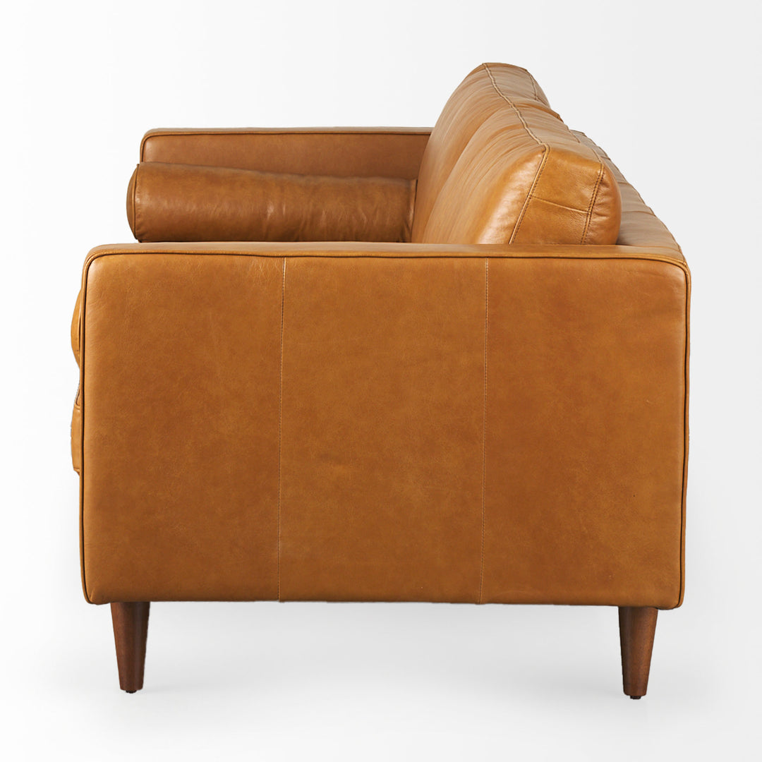 Svend 88.0L x 38.0W x 34.0H Tan Leather Sofa