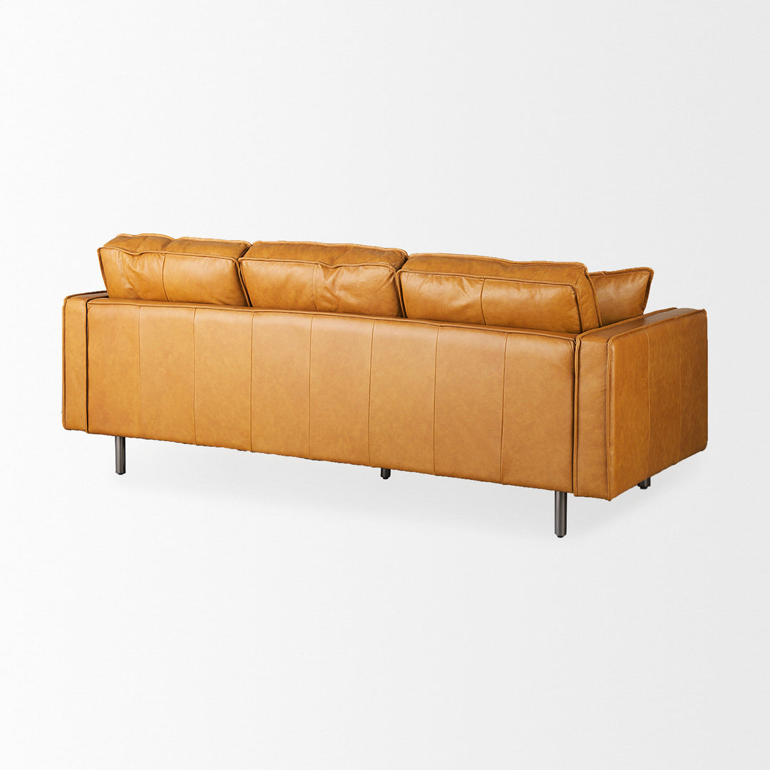 D'Arcy 88.0L x 37.0W x 34.0H Tan Leather Sofa