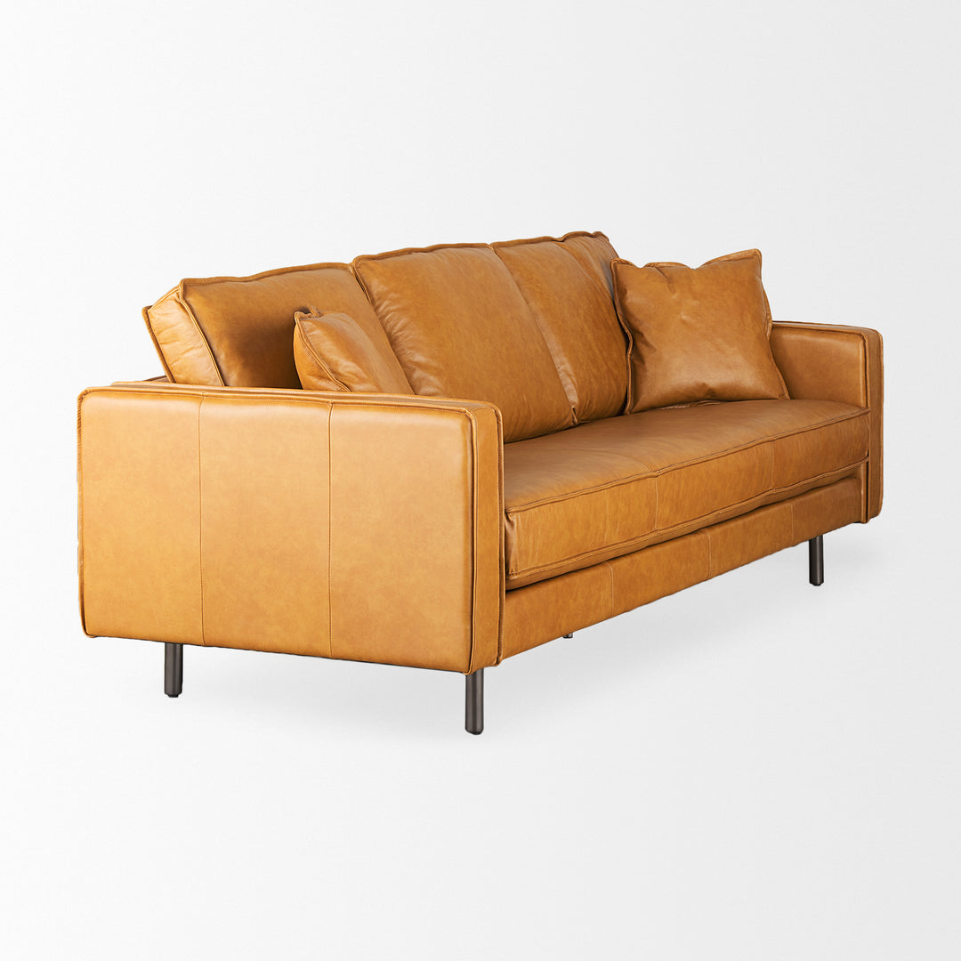 D'Arcy 88.0L x 37.0W x 34.0H Tan Leather Sofa