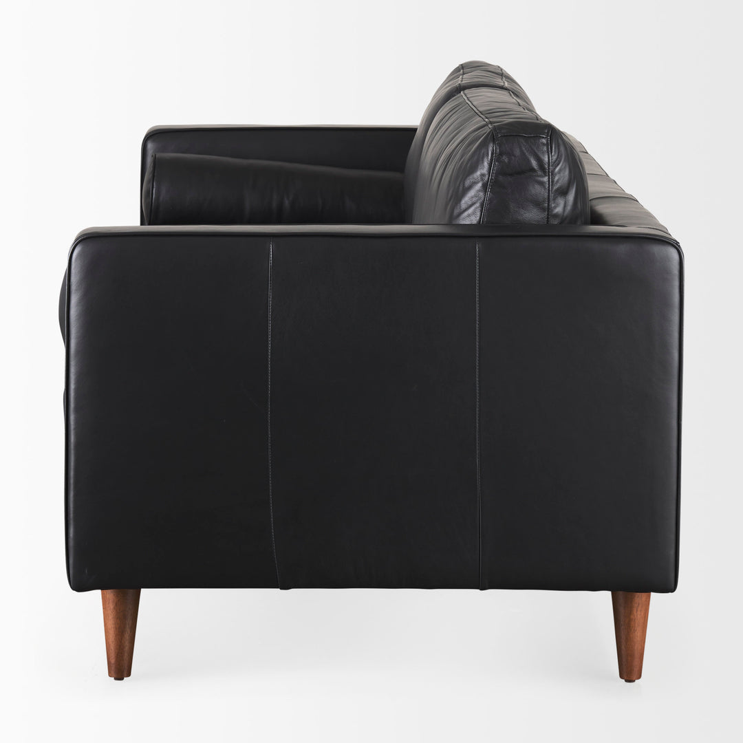 Svend 88.0L x 38.0W x 34.0H Black Leather Sofa