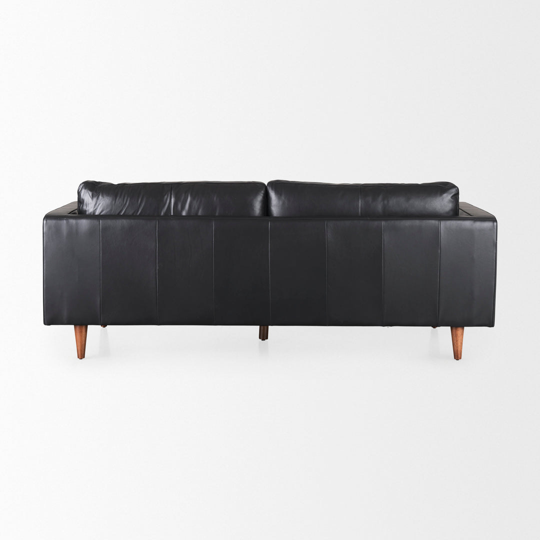 Svend 88.0L x 38.0W x 34.0H Black Leather Sofa
