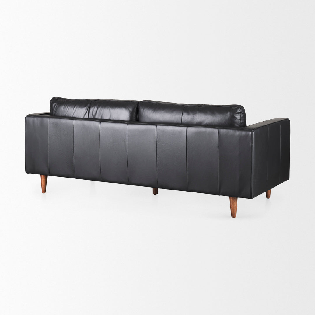 Svend 88.0L x 38.0W x 34.0H Black Leather Sofa