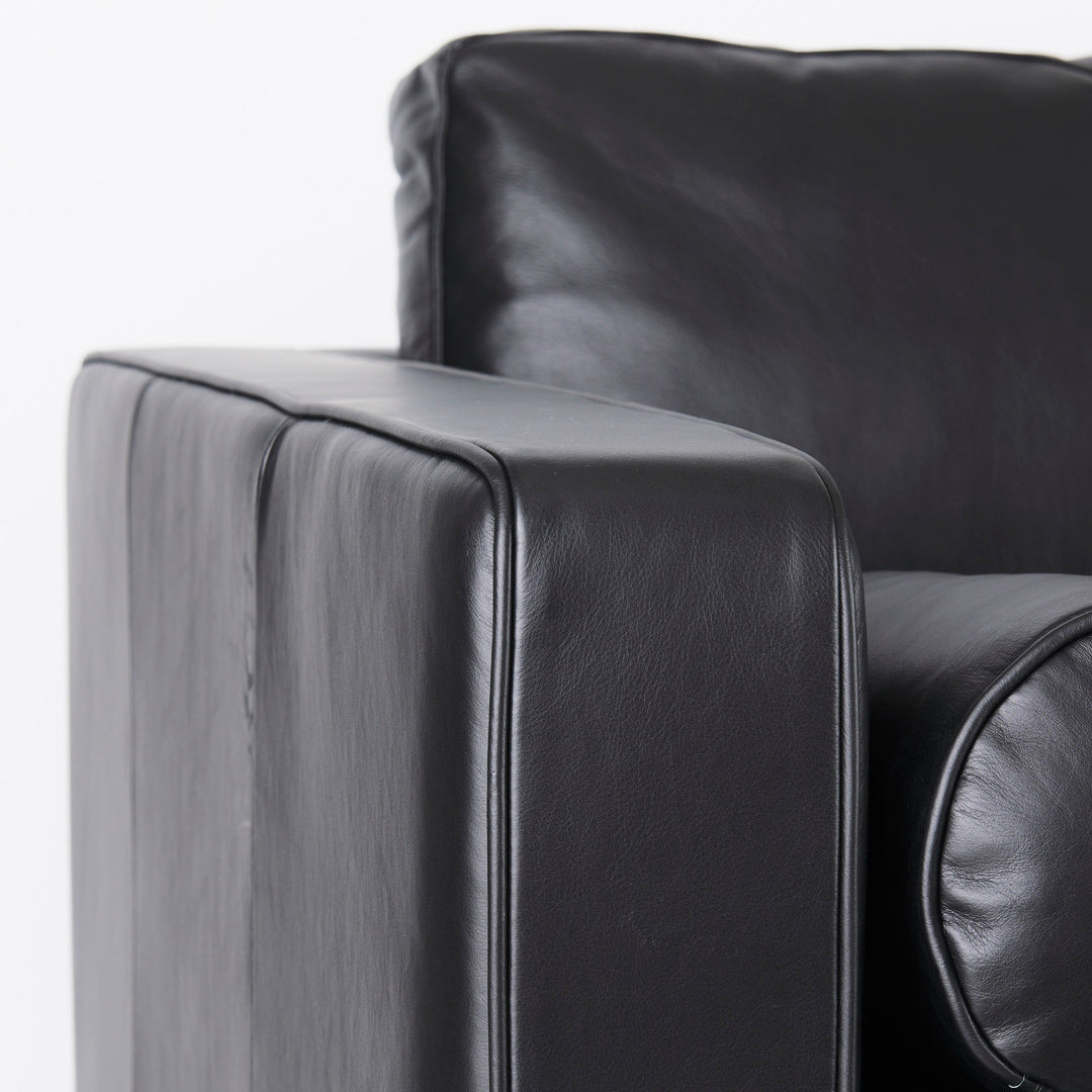 Svend 88.0L x 38.0W x 34.0H Black Leather Sofa