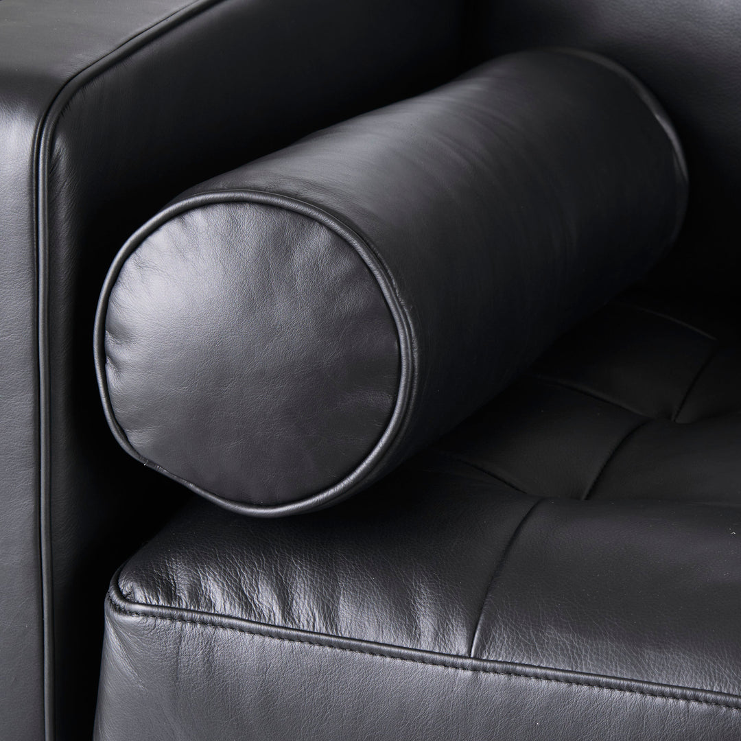 Svend 88.0L x 38.0W x 34.0H Black Leather Sofa
