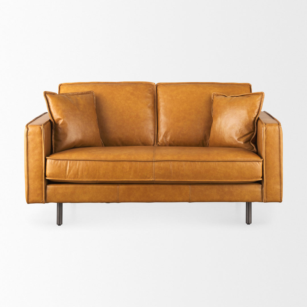 D'Arcy 65.0L x 37.0W x 34.0H Tan Leather Love Seat