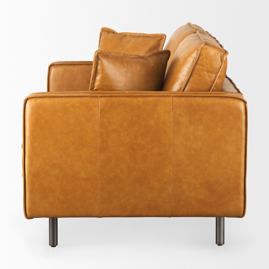 D'Arcy 65.0L x 37.0W x 34.0H Tan Leather Love Seat