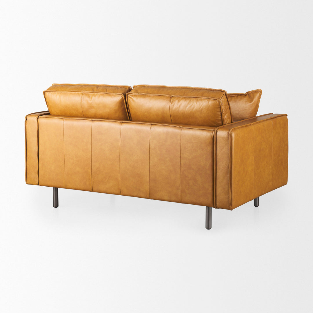 D'Arcy 65.0L x 37.0W x 34.0H Tan Leather Love Seat