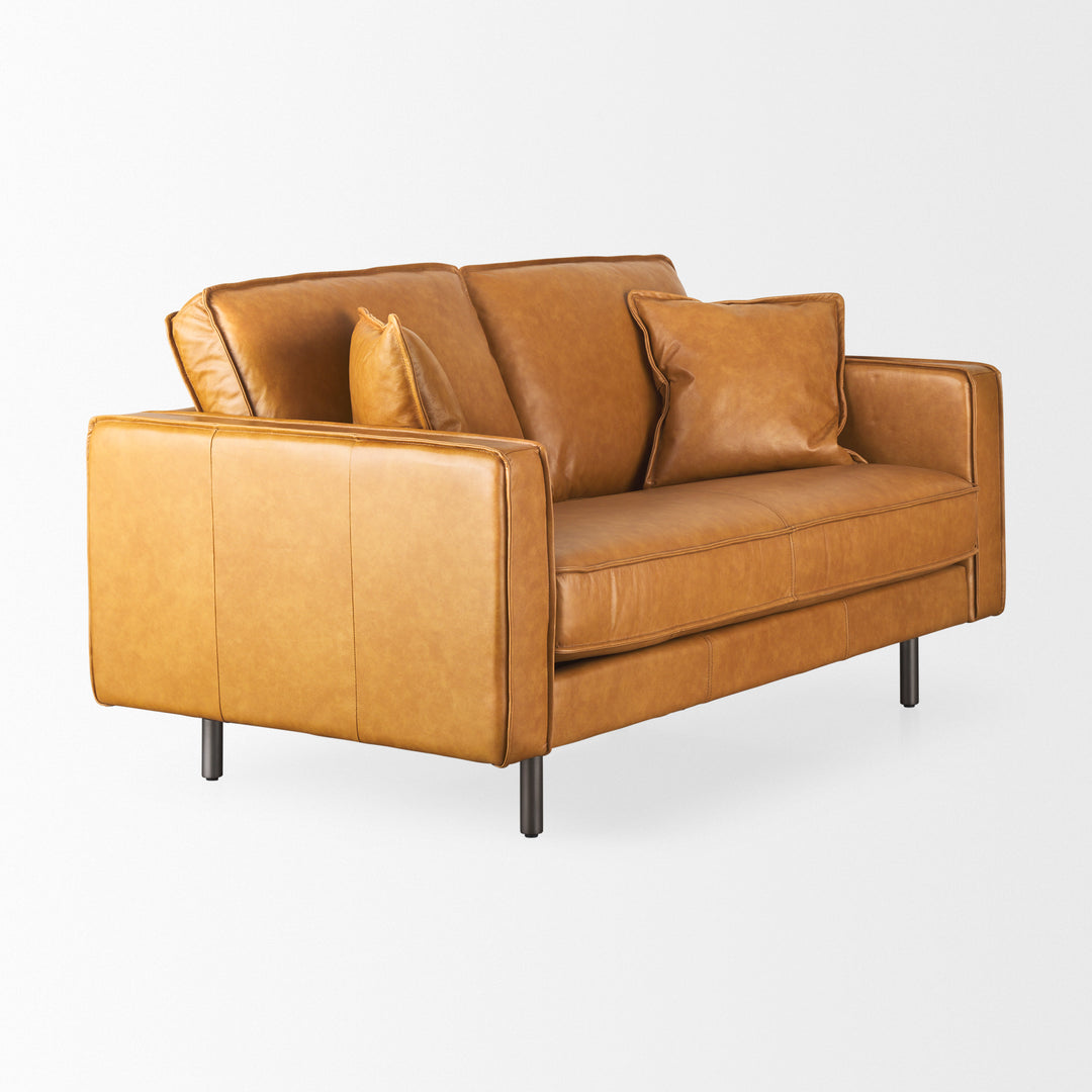 D'Arcy 65.0L x 37.0W x 34.0H Tan Leather Love Seat