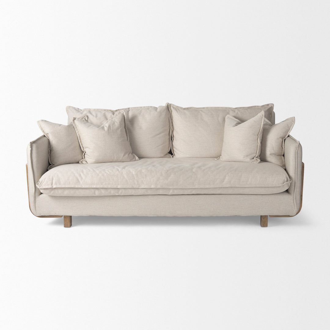 Roy I 84" Beige Upholstered Three Seater Sofa