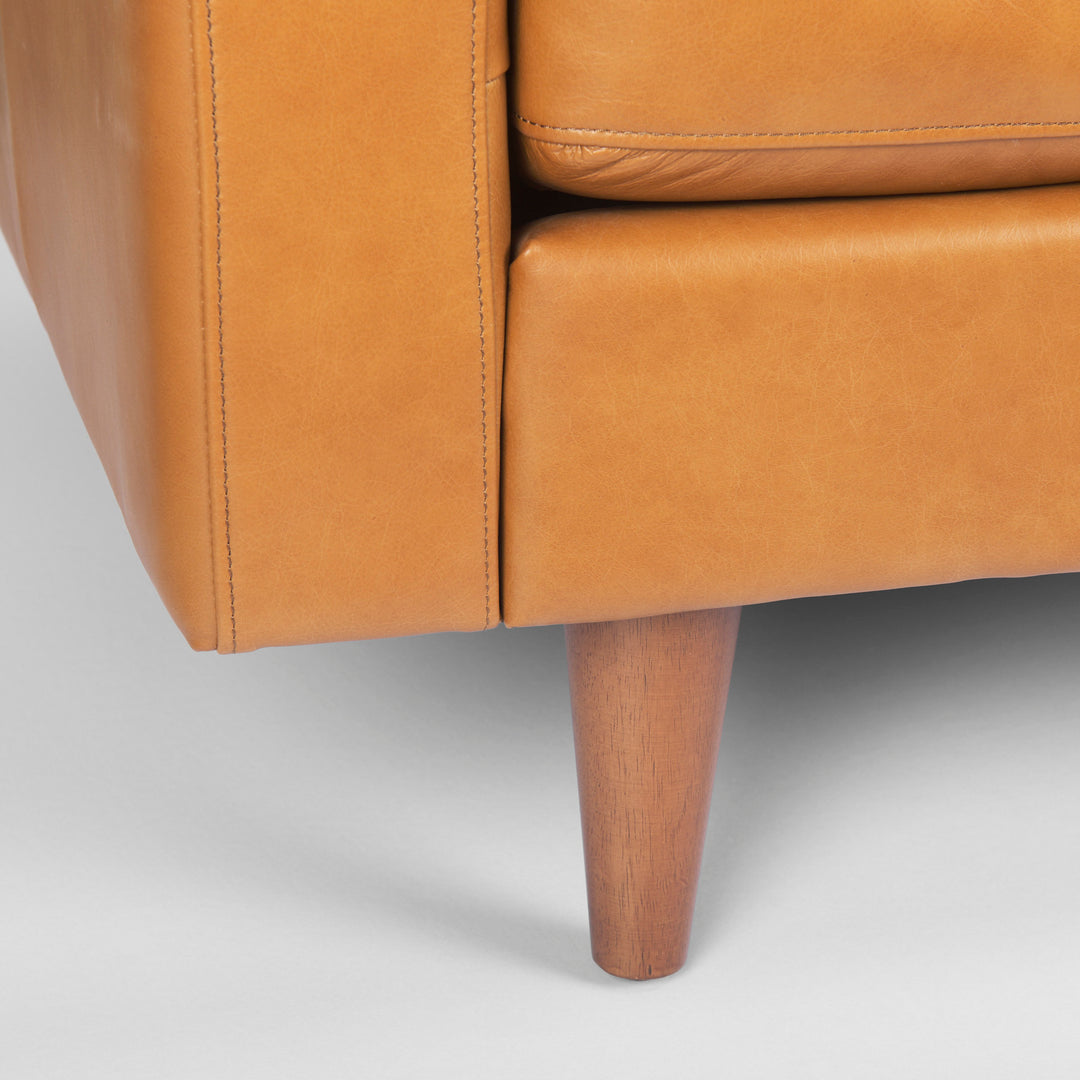 Olaf 88.2L x 37.8W x 35.0H Tan Leather Sofa