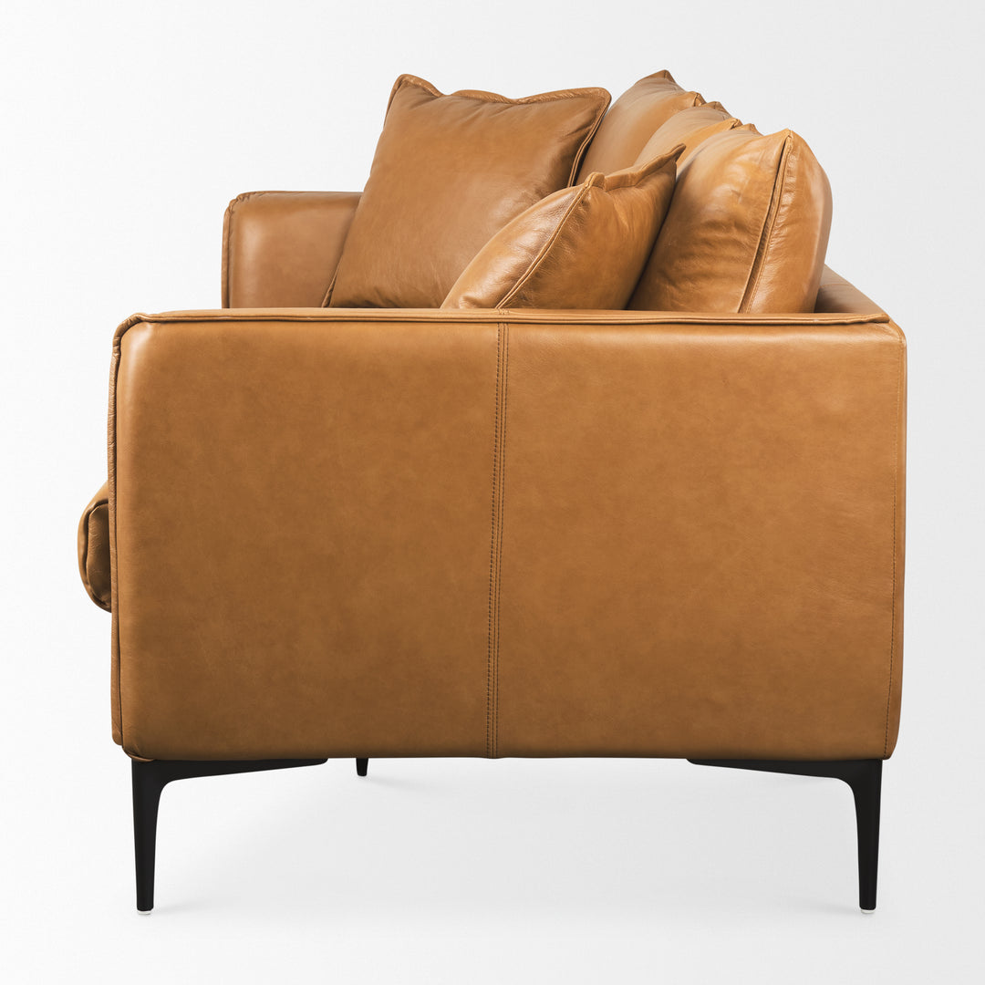 Lake Como 85.8L x 36.6W x 32.3H Tan Leather Three Seater Sofa