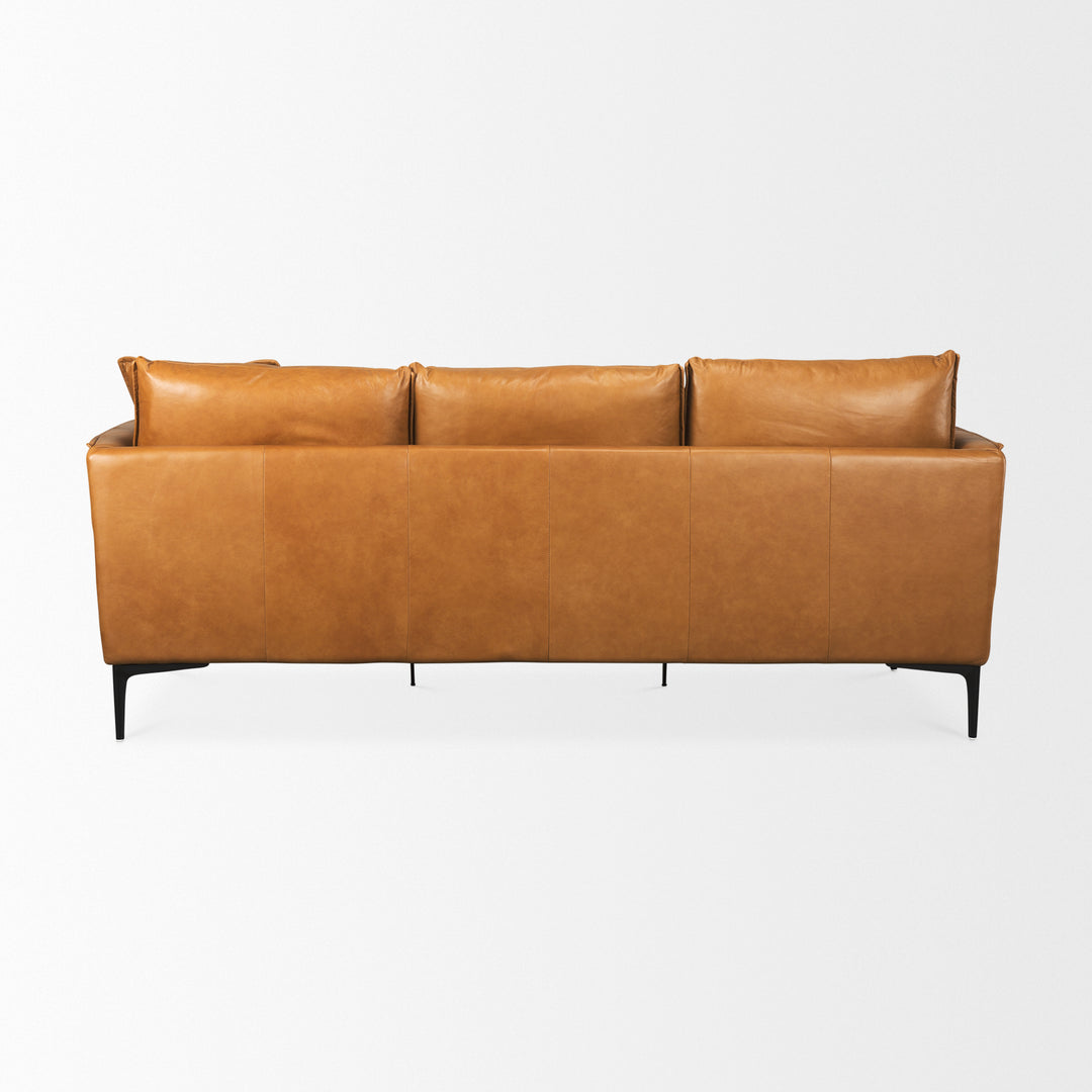 Lake Como 85.8L x 36.6W x 32.3H Tan Leather Three Seater Sofa
