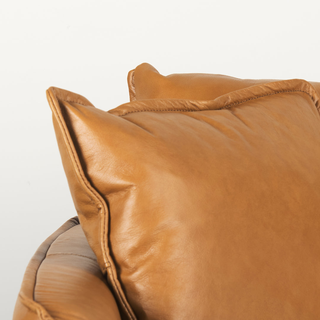Lake Como 85.8L x 36.6W x 32.3H Tan Leather Three Seater Sofa