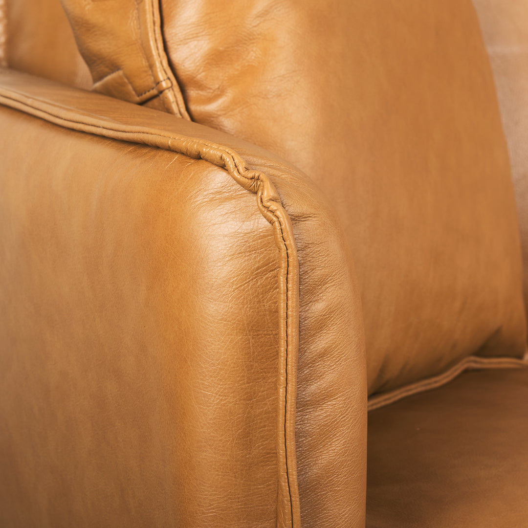 Lake Como 85.8L x 36.6W x 32.3H Tan Leather Three Seater Sofa