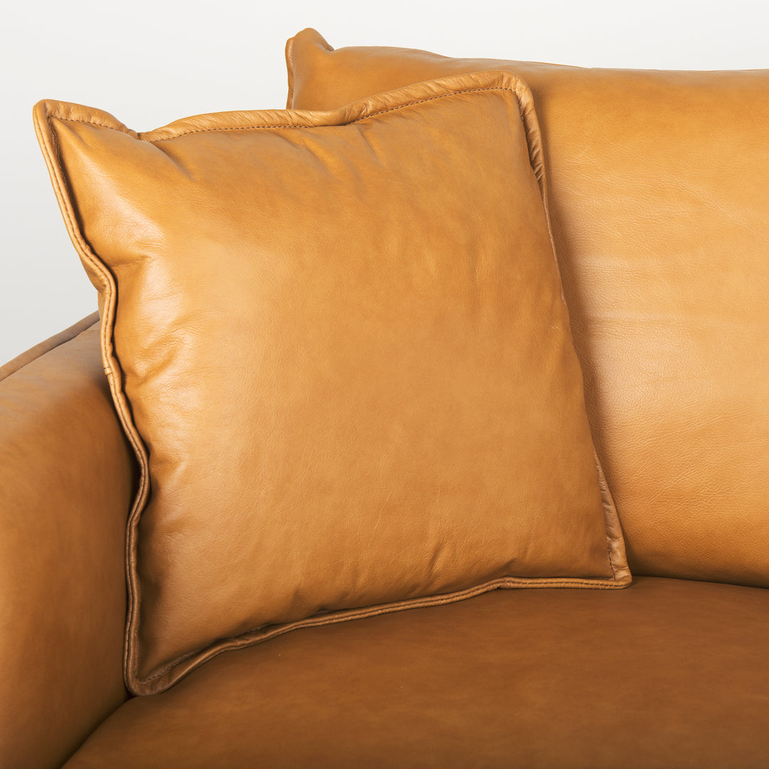 Lake Como 85.8L x 36.6W x 32.3H Tan Leather Three Seater Sofa