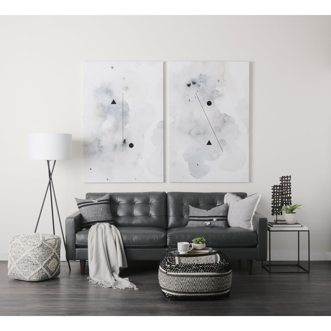 Nathan II 18" x 20" Square Top White Marble and Black Metal End/Side Table