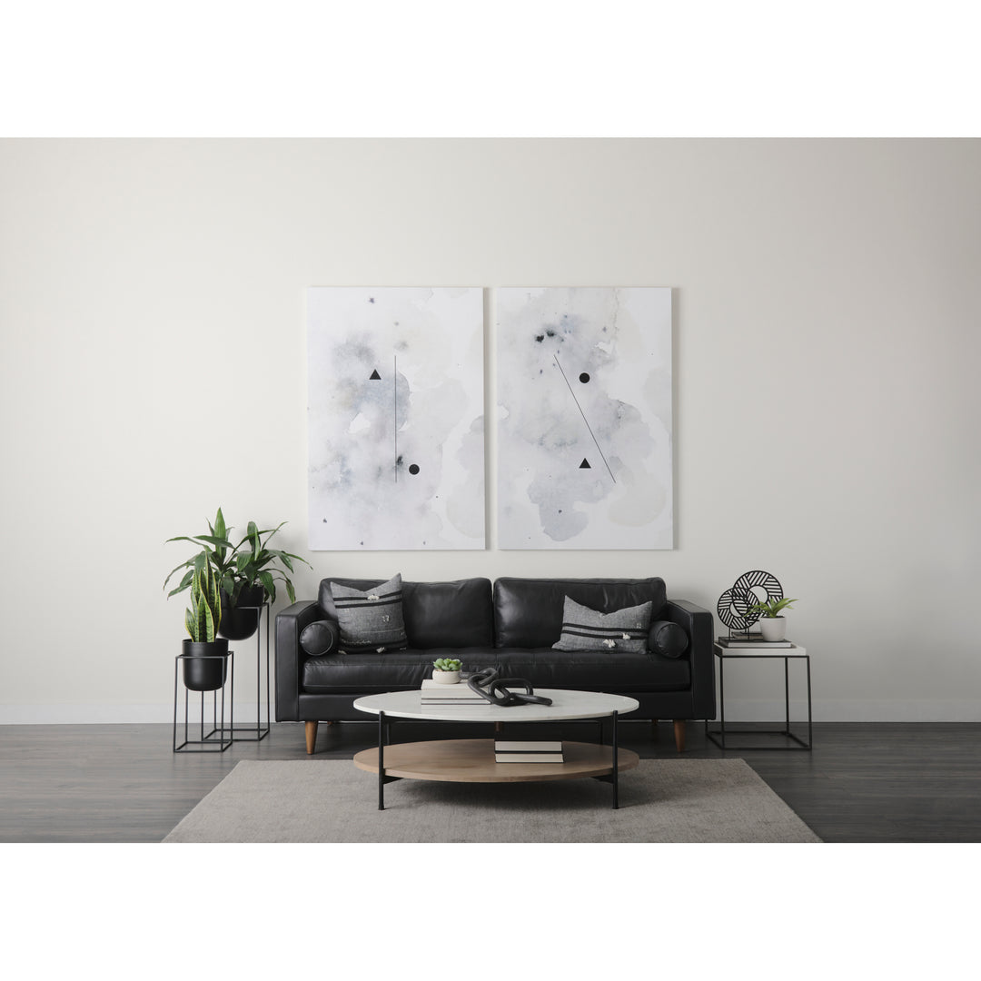 Svend 88.0L x 38.0W x 34.0H Black Leather Sofa
